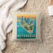 米国ピッツバーグ州(PA) | 鳥瞰図 クッション (ブランケット)