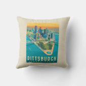 米国ピッツバーグ州(PA) | 鳥瞰図 クッション (裏面)
