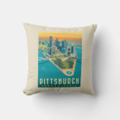 米国ピッツバーグ州(PA) | 鳥瞰図 クッション (正面)