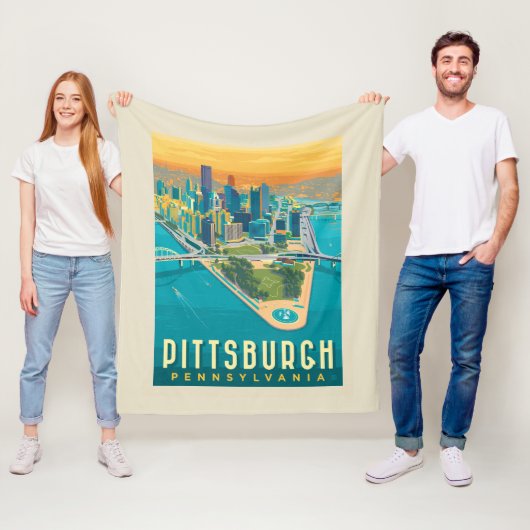 米国ピッツバーグ州(PA) | 鳥瞰図 フリースブランケット (インサイチュ)