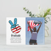 米国ピースサイン卒業写真 案内状 (スタンド正面)