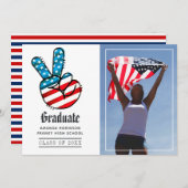 米国ピースサイン卒業写真 案内状 (正面/裏面)