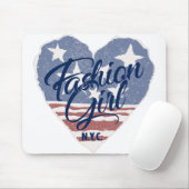 米国ファッションガール米国ハート国旗nyc マウスパッド (マウス)