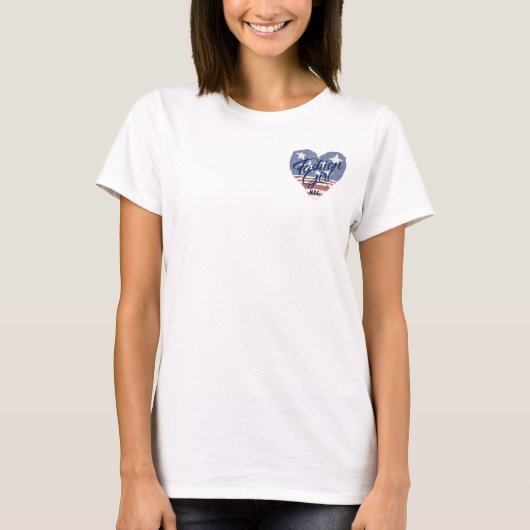 米国ファッションガール米国ハート国旗nyc tシャツ (正面)