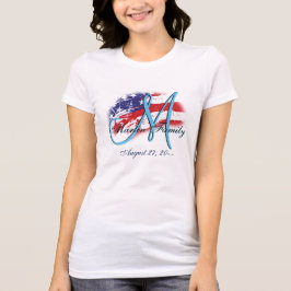 米国ファミリー懇親会💙スペクタブル国旗のモノグラム Tシャツ