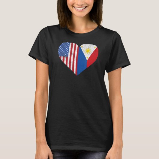 米国フィリピン伝統米国フィリピン国旗Pi Tシャツ (正面)