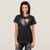 米国フィリピン伝統米国フィリピン国旗Pi Tシャツ (正面フル)