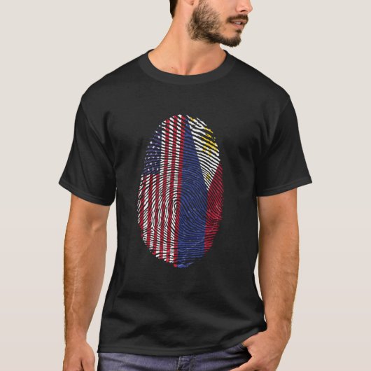 米国フィリピン国旗の半分 Tシャツ (正面)