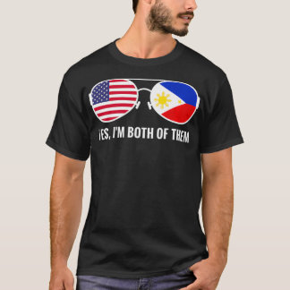 米国フィリピン国旗サングラスFilipino Americans Tシャツ