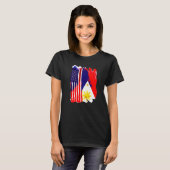 米国フィリピン国旗Half American Half Filipino R Tシャツ (正面フル)