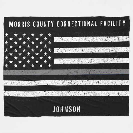 米国フラグの細い灰色の線動揺して名 フリースブランケット (正面(横))