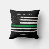 米国フラグの細い緑の線動揺して名 クッション (裏面)