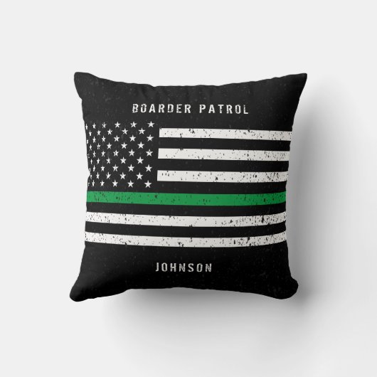 米国フラグの細い緑の線動揺して名 クッション (裏面)
