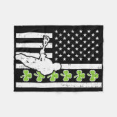 米国フラッグシャムロックラクロスヴィンテージラックスセントパトリックD フリースブランケット (正面(横))