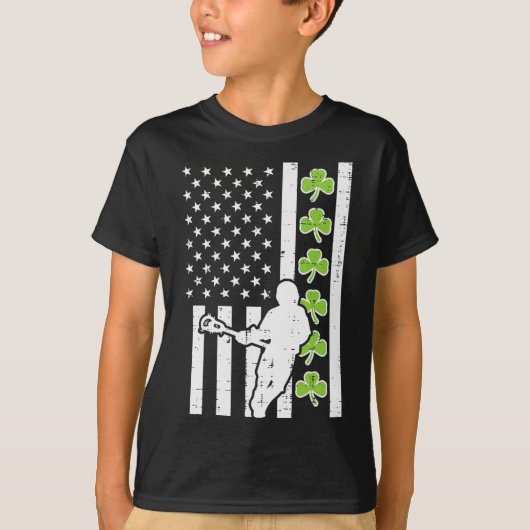 米国フラッグシャムロックラクロスヴィンテージラックスセントパトリックD Tシャツ (正面)