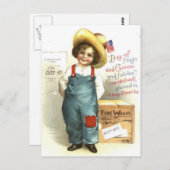 米国フラッグボックスの子ども花火7月4日 ポストカード (正面/裏面)