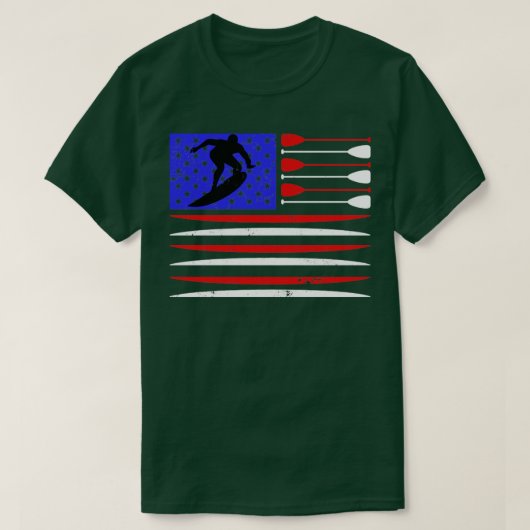 米国フラッグヴィンテージサーフィンサーフボード Tシャツ (デザイン正面)