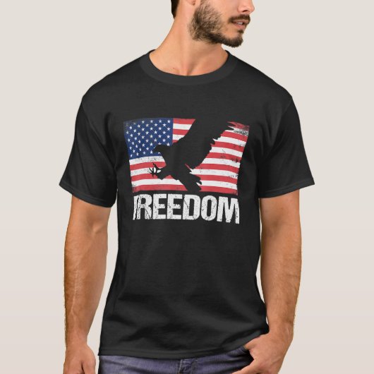 米国フリーダムアメリカン禿イーグル米国国旗 Tシャツ (正面)