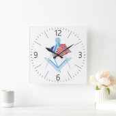 米国フリーメーソン記号 スクエア壁時計 (ホーム)