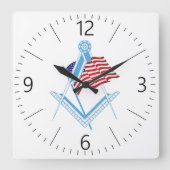 米国フリーメーソン記号 スクエア壁時計 (正面)