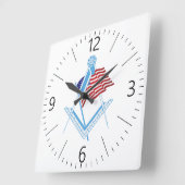 米国フリーメーソン記号 スクエア壁時計 (傾斜)