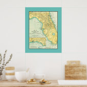 米国フロリダ州のヴィンテージ地図 ポスター (キッチン)