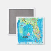 米国フロリダ州ヴィンテージマップ（ハイライト） マグネット (正面/裏面)