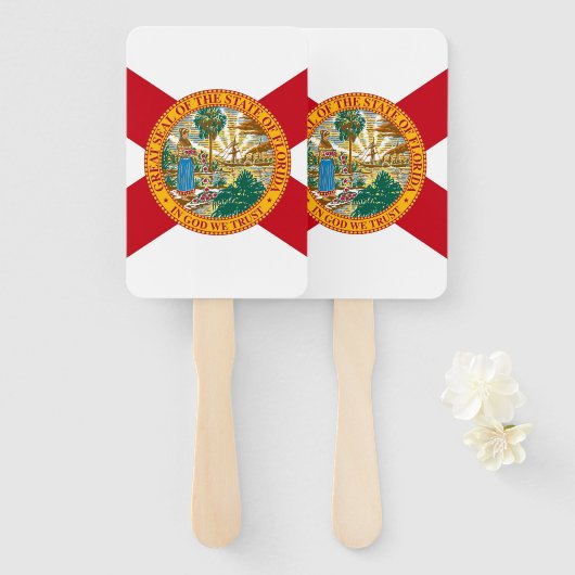 米国フロリダ州旗とハンドファンのセット ハンドファン (正面&裏面)