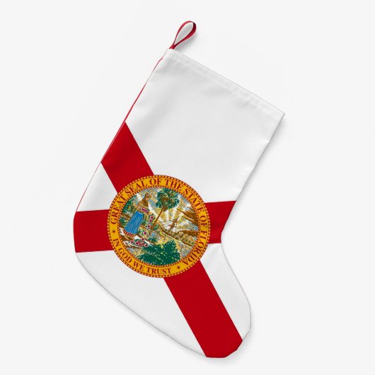 米国フロリダ州旗を持つクリスマスストッキング スモールクリスマスストッキング (正面 (吊り時))