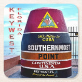 米国フロリダ – 鍵西 – 最南ポイントブイ –  スクエアペーパーコースター (正面)