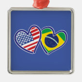 米国ブラジルラブハート メタルオーナメント (正面)