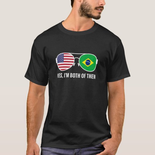 米国ブラジル国旗サングラス南米 Tシャツ (正面)