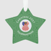 米国ブラックエンジェルクリスマスパーソナライズされた国旗 オーナメント (正面)