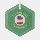 米国ブラックエンジェルクリスマスパーソナライズされた国旗 ガラスオーナメント (正面)