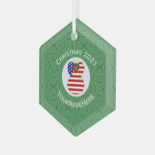 米国ブラックエンジェルクリスマスパーソナライズされた国旗 ガラスオーナメント (正面左)