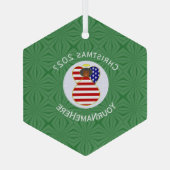 米国ブラックエンジェルクリスマスパーソナライズされた国旗 ガラスオーナメント (裏面)