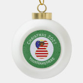 米国ブラックエンジェルクリスマスパーソナライズされた国旗 セラミックボールオーナメント (正面)
