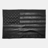 米国ブラックヴィンテージ米国国旗 キッチンタオル (横)