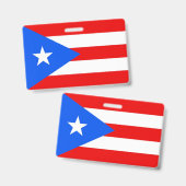 米国プエルトリコ国旗を持つ名前バッジ バッジ (表裏)