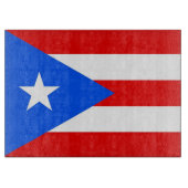 米国プエルトリコ国旗を掲げたガラス製板 カッティングボード (正面)