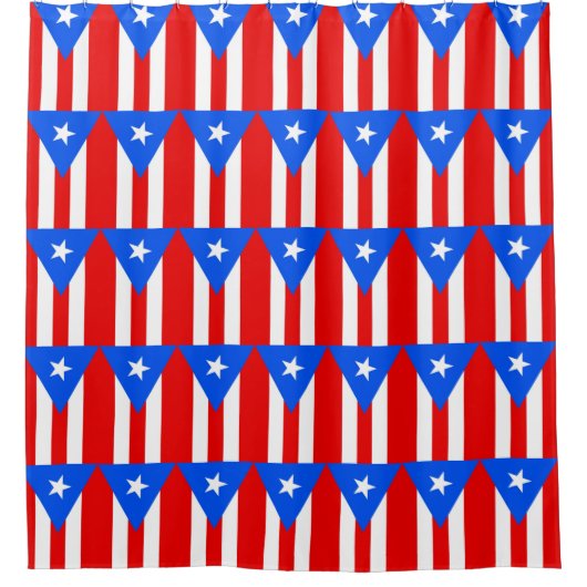 米国プエルトリコ国旗を掲げたシャワーカーテン シャワーカーテン (正面)
