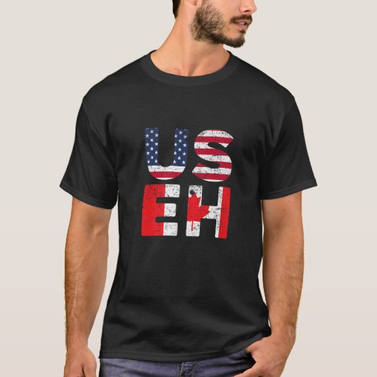 米国プライド米国国旗の日USEHカナダ・カナダ・プレミアム Tシャツ (正面)