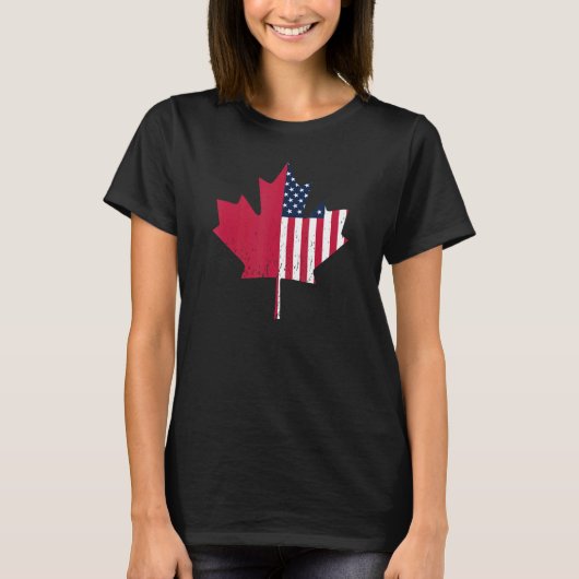 米国プライド米国国旗メープルリーフカナダ国旗 Tシャツ (正面)