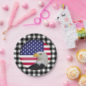 米国プレート、イーグル、バッファロー・プレイド&アメリカ国旗 ペーパープレート (パーティー)