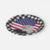 米国プレート、イーグル、バッファロー・プレイド&アメリカ国旗 ペーパープレート (アングル)