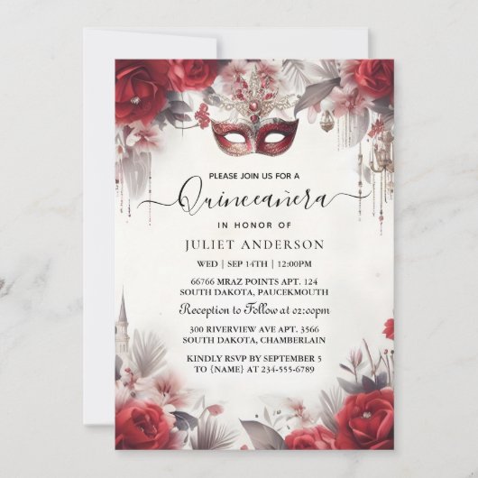 米国プロムファンシーマスクおもしろい仮装ボールキンセアニェラ 招待状 (正面)