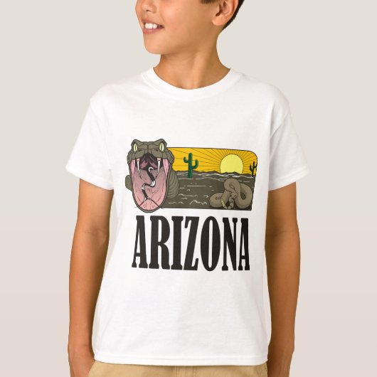 米国ヘビのアリゾナ州: ガラガラヘビおよび砂漠 Tシャツ (正面)