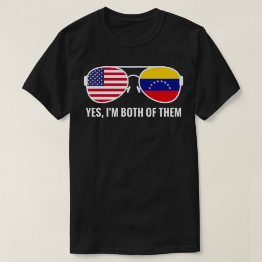 米国ベネズエラ国旗のサングラスベネズエラ系アメリカ人 Tシャツ (デザイン正面)