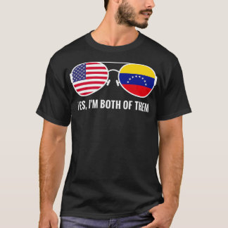米国ベネズエラ国旗のサングラスベネズエラ系アメリカ人 Tシャツ