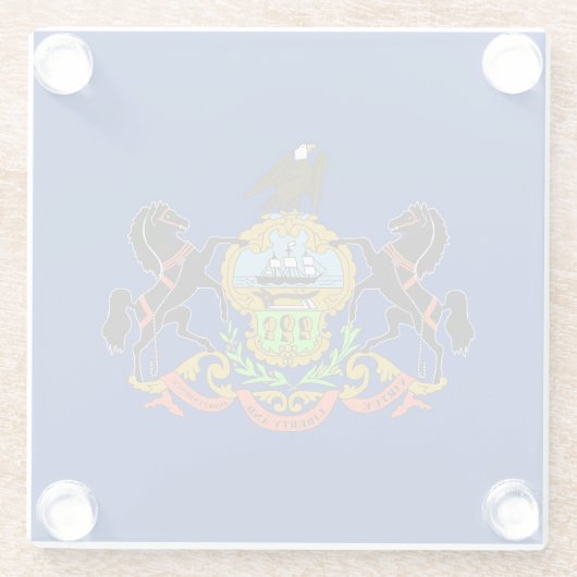 米国ペンシルバニア州旗を持つガラス州 ガラスコースター (裏面)